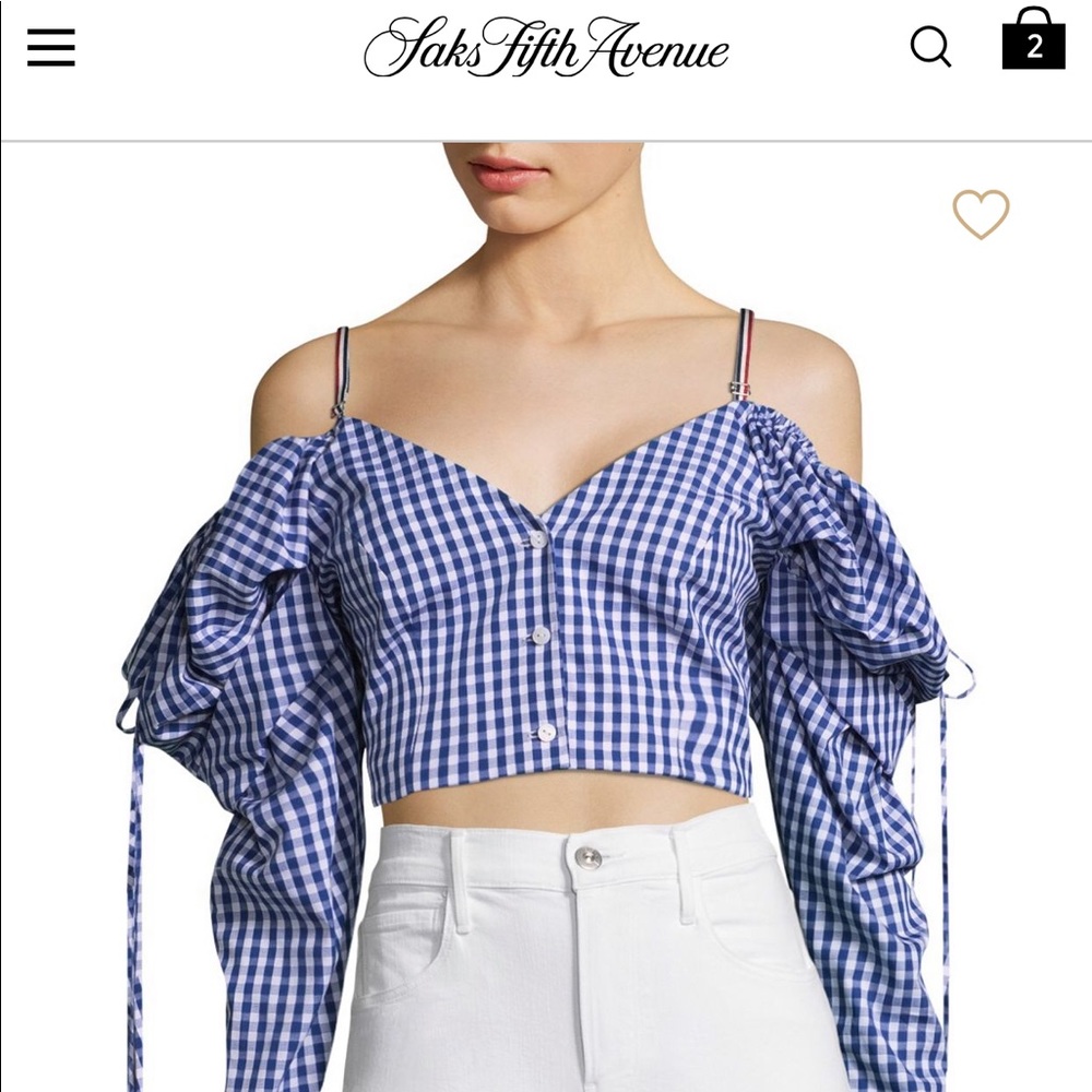 ⛔️SOLD⛔️Blue and white crop top size Large